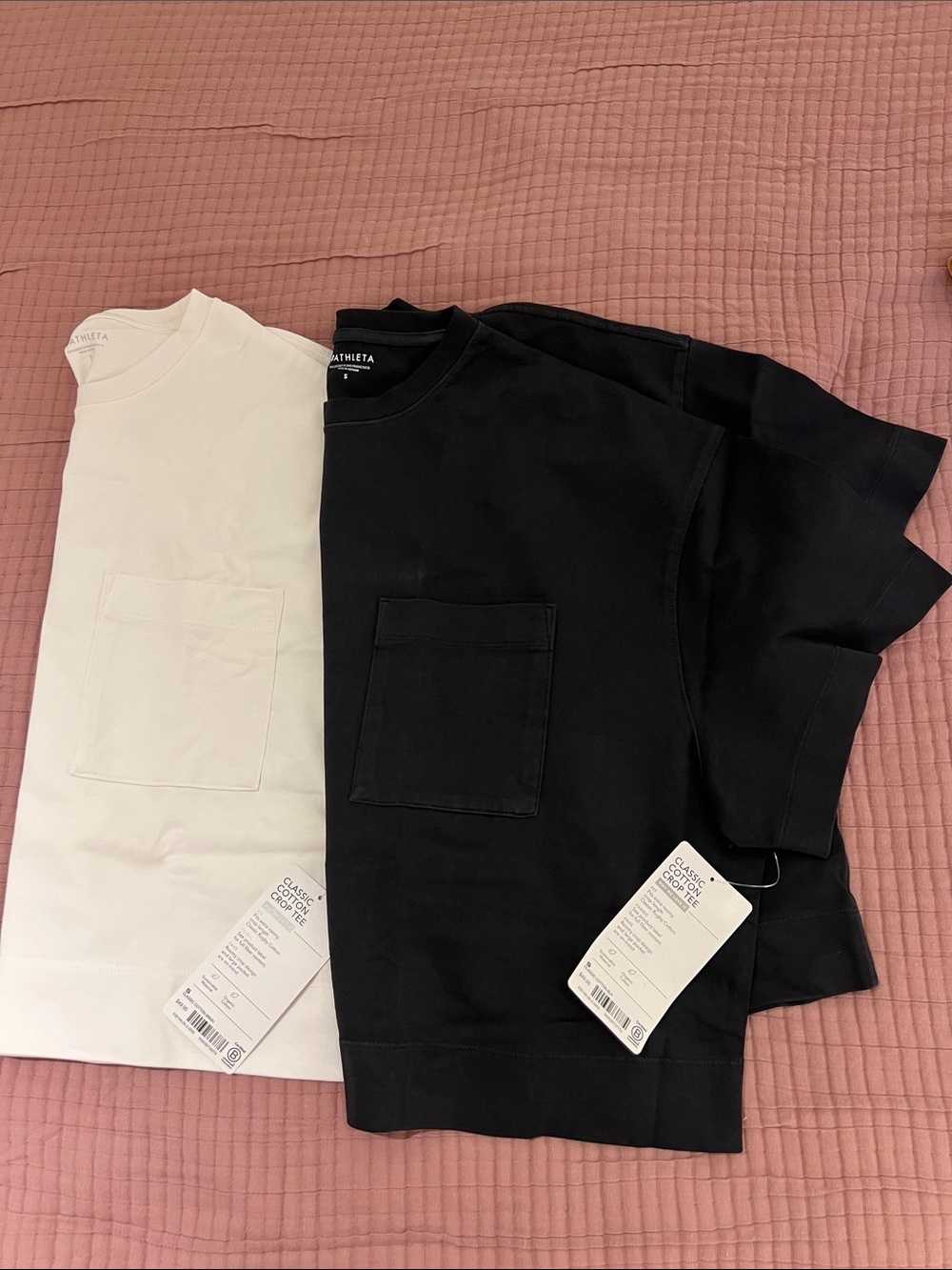 Athleta Short-Sleeve Pocket Tees in Black and White